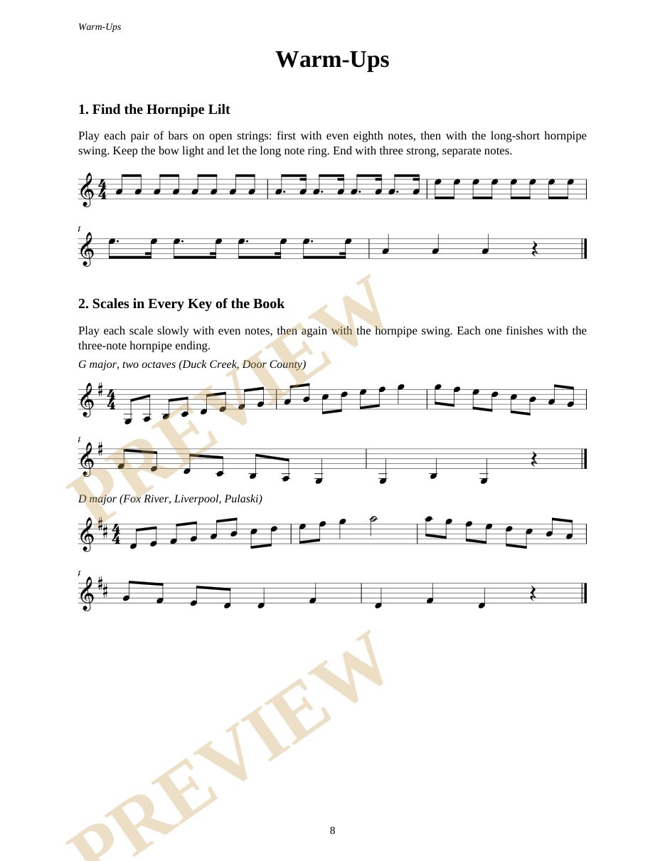 Warm-up exercises page